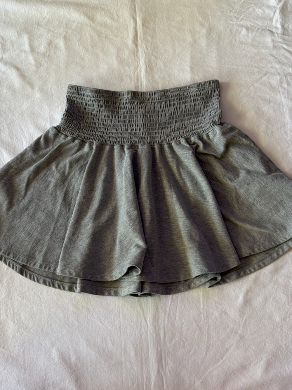 sundays Gray Smocked-Waist Circle Skater Skirt